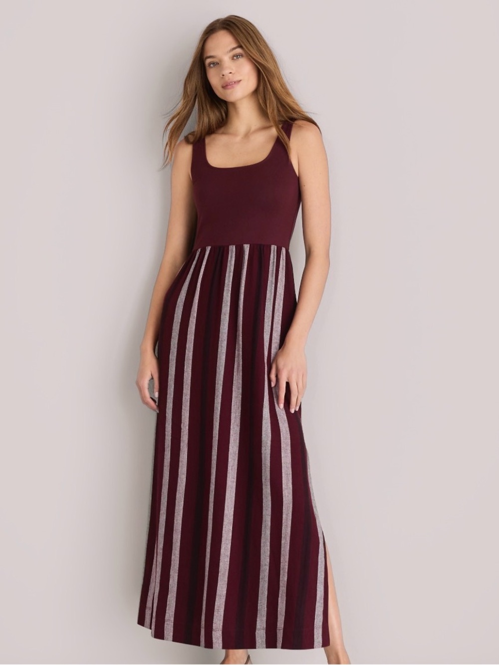 Striped Linen Cotten Maxi Dress
